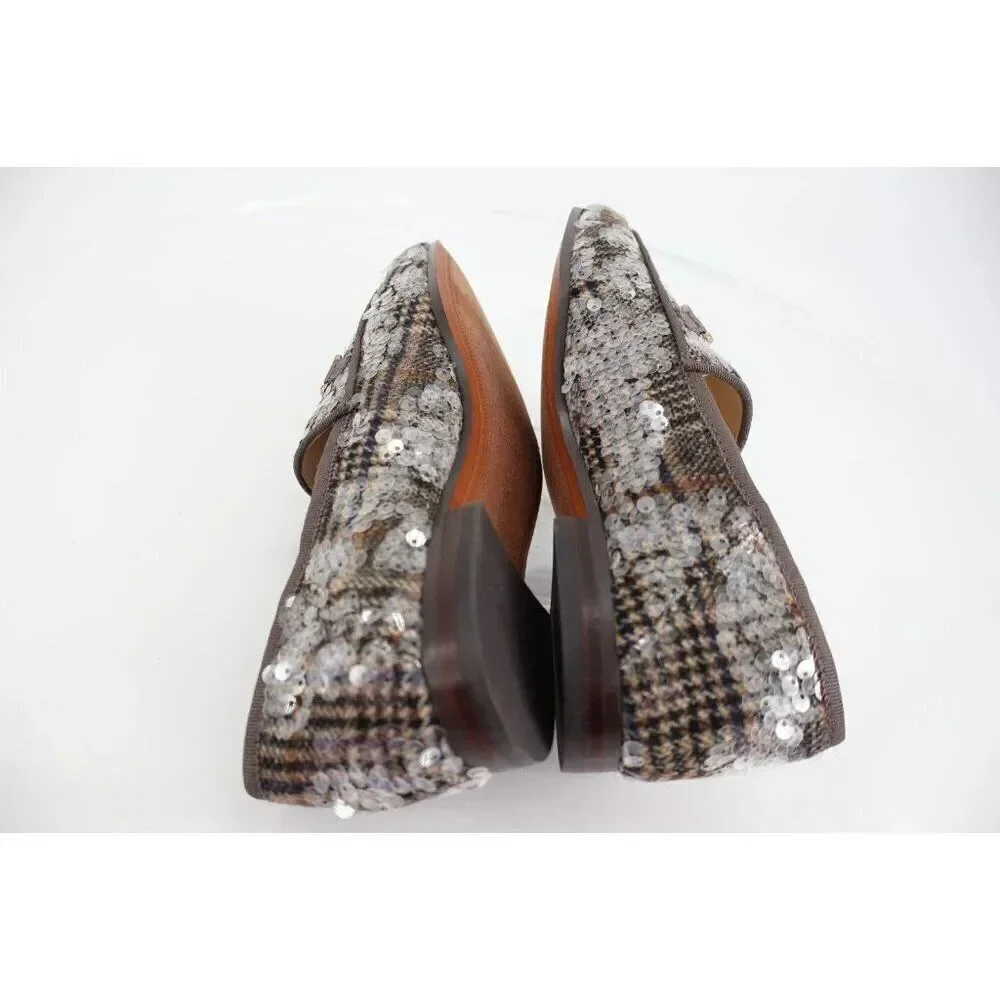 Sam Edelman Loraine Bit Loafer Shoe Grey Sequin Tweed Girls Size 4 Slip On